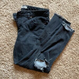 Free People black distressed denim jeans